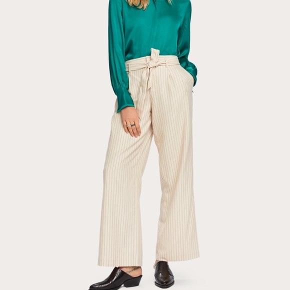 Pantalones Scotch & Soda High Rise A Check - Gris, Estilo Pata De Gallo, Pierna Recta